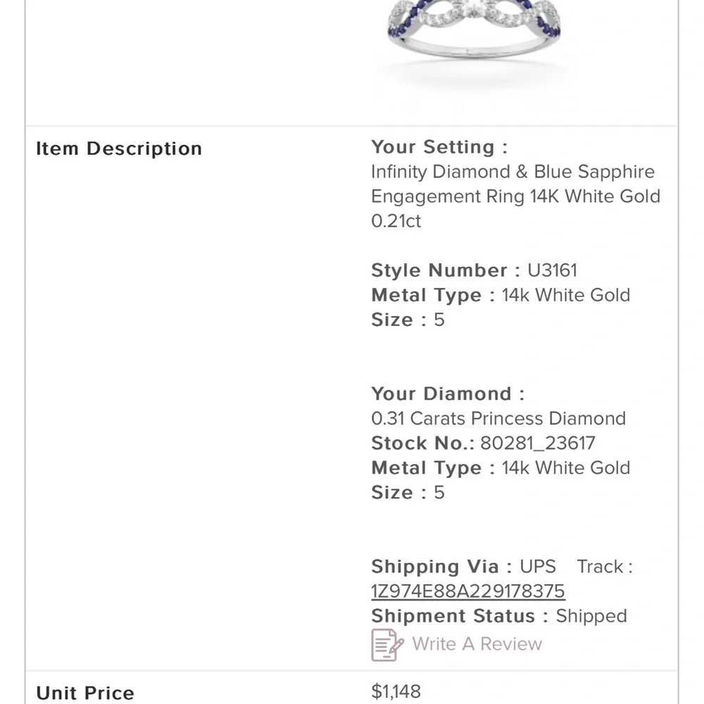14k white gold & sapphire wedding ring set - Picture 6 of 8